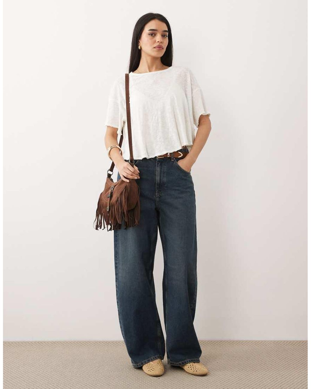 Free People White Elsie Swing T-Shirt