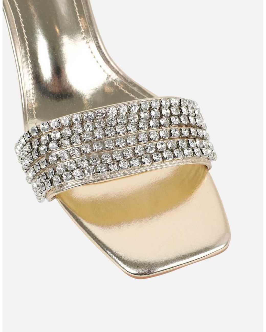 SIMMI Natural Zeena Clear Diamante Mules