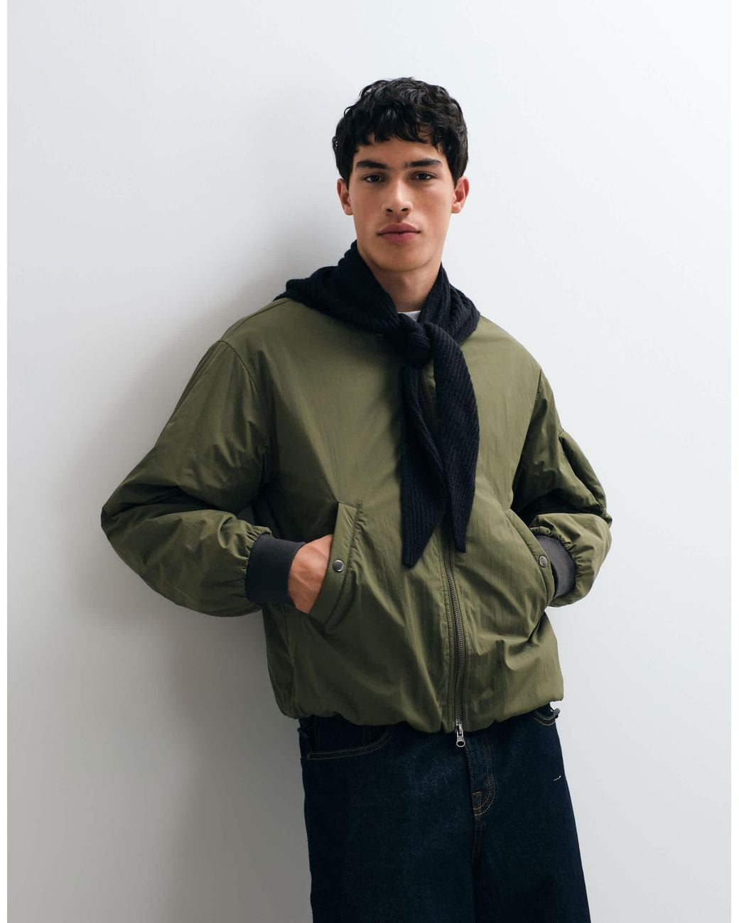 ASOS Green Rib Triangle Scarf for men
