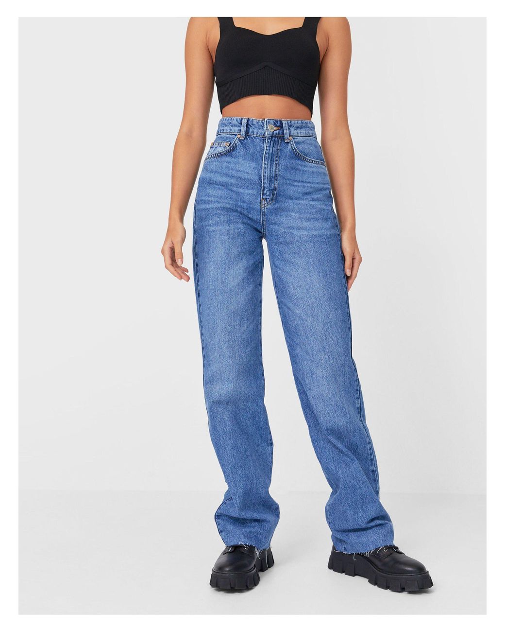 Stradivarius Denim 90s Dad Jean in Blue 