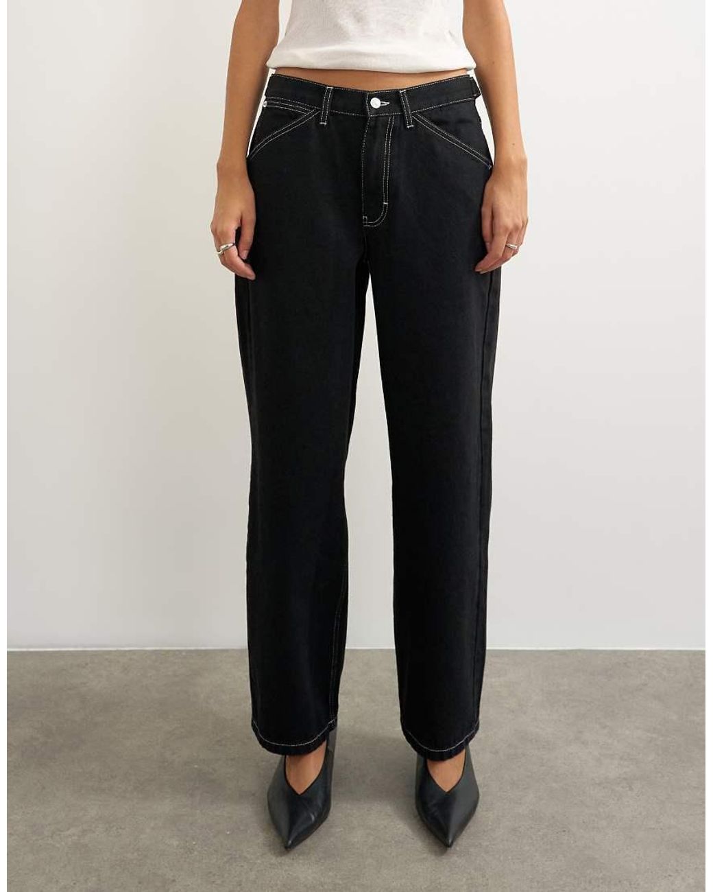 TOPSHOP White Dillan baggy Low Rise Jean
