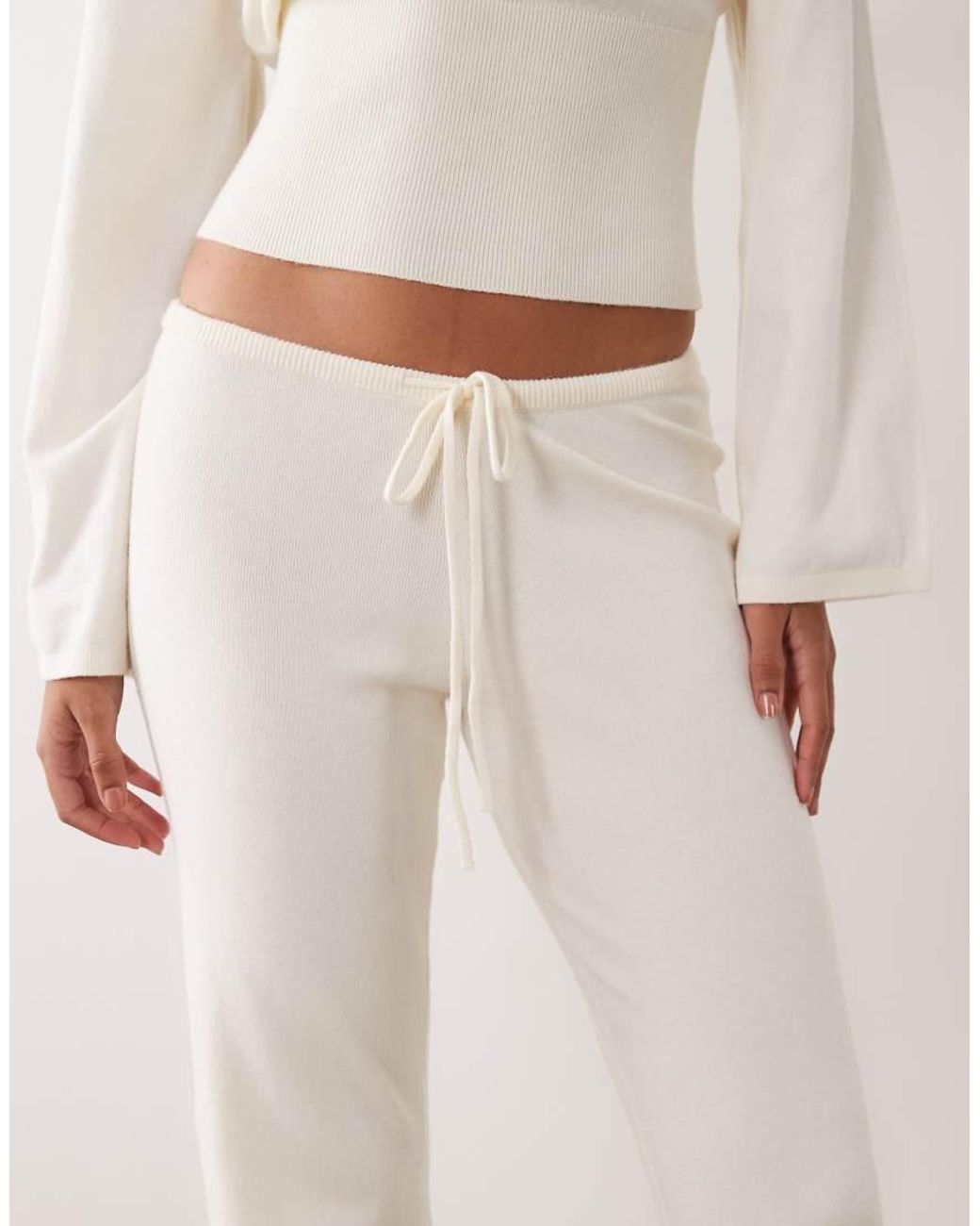 Gina Tricot Natural Co-ord Knitted Loungewear Trousers
