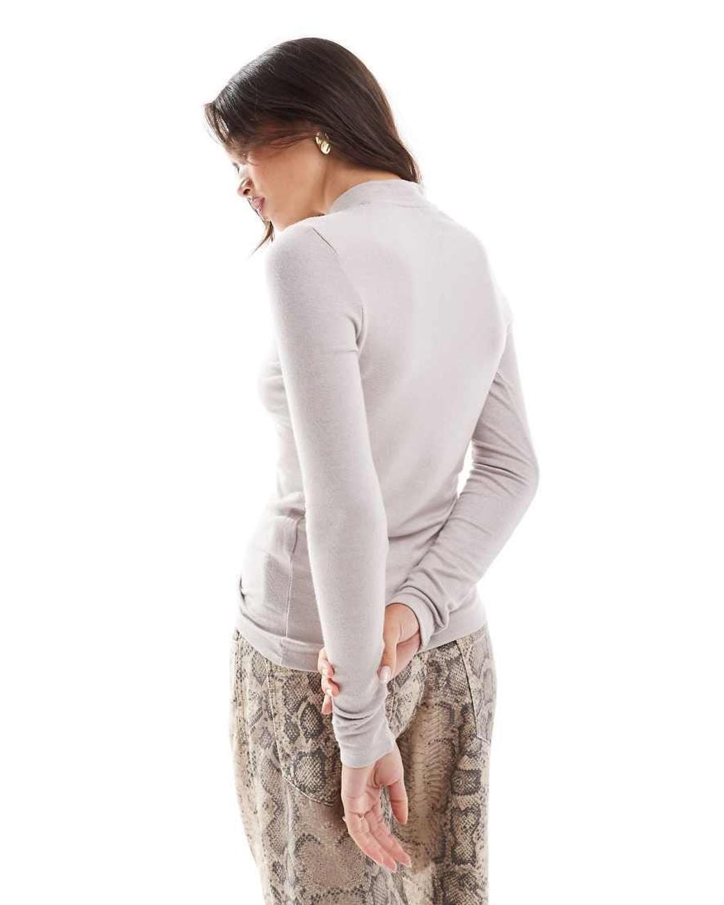 Vila Gray High Neck Long Sleeved Layering Top
