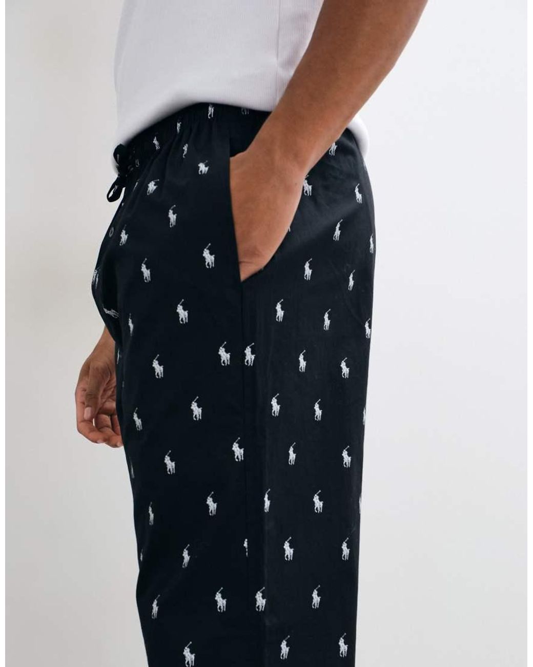 Polo Ralph Lauren Blue Lounge Pants With All Over Logo for men
