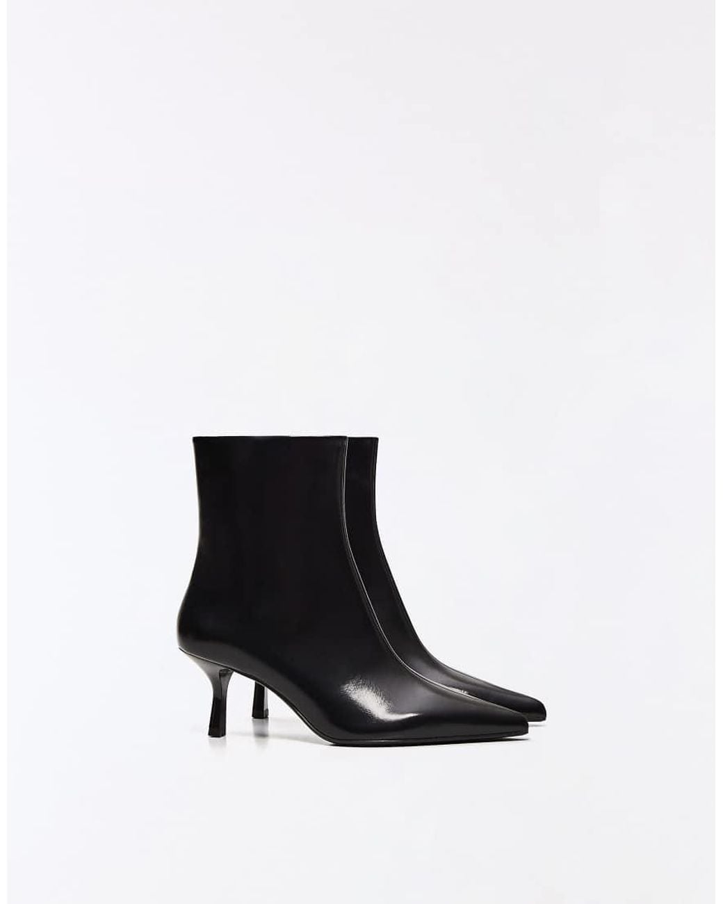 Bershka White Kitten Heel Ankle Boots