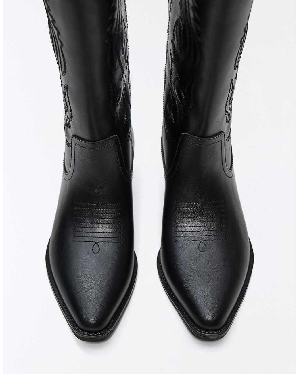Bershka Black Cowboy Boots