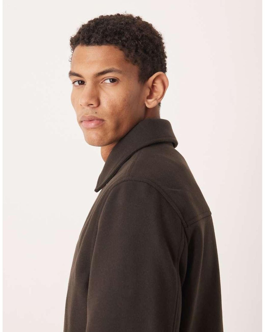 Mango Brown Zip Through Harrington Jacket for men