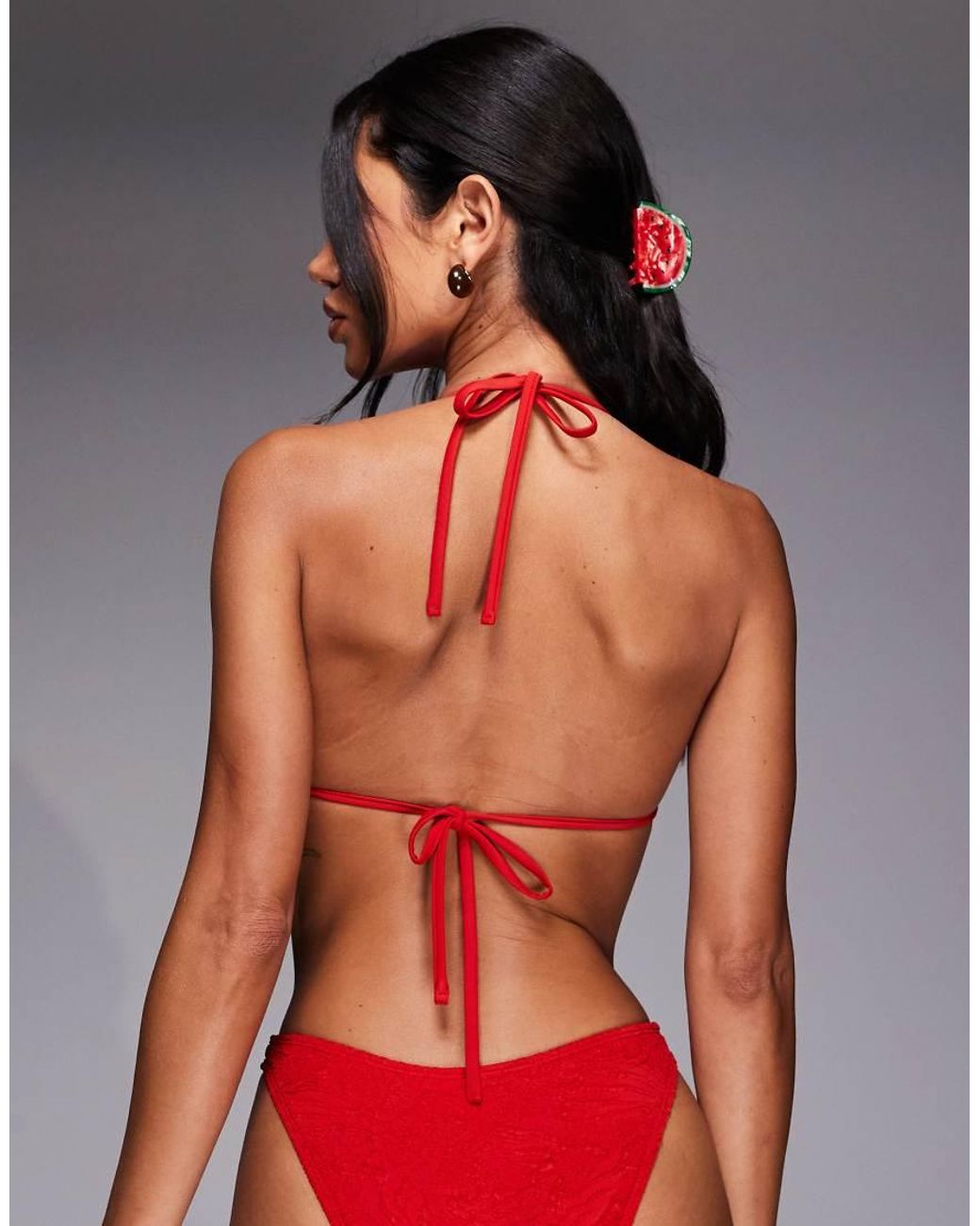 ASOS Red Fuller Bust Cassi Seychelles High Apex Triangle Bikini Top