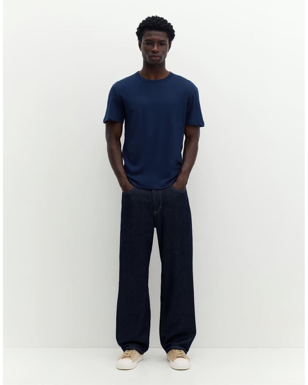 T-Shirt Basic Slim di Pull&Bear in Blue da Uomo