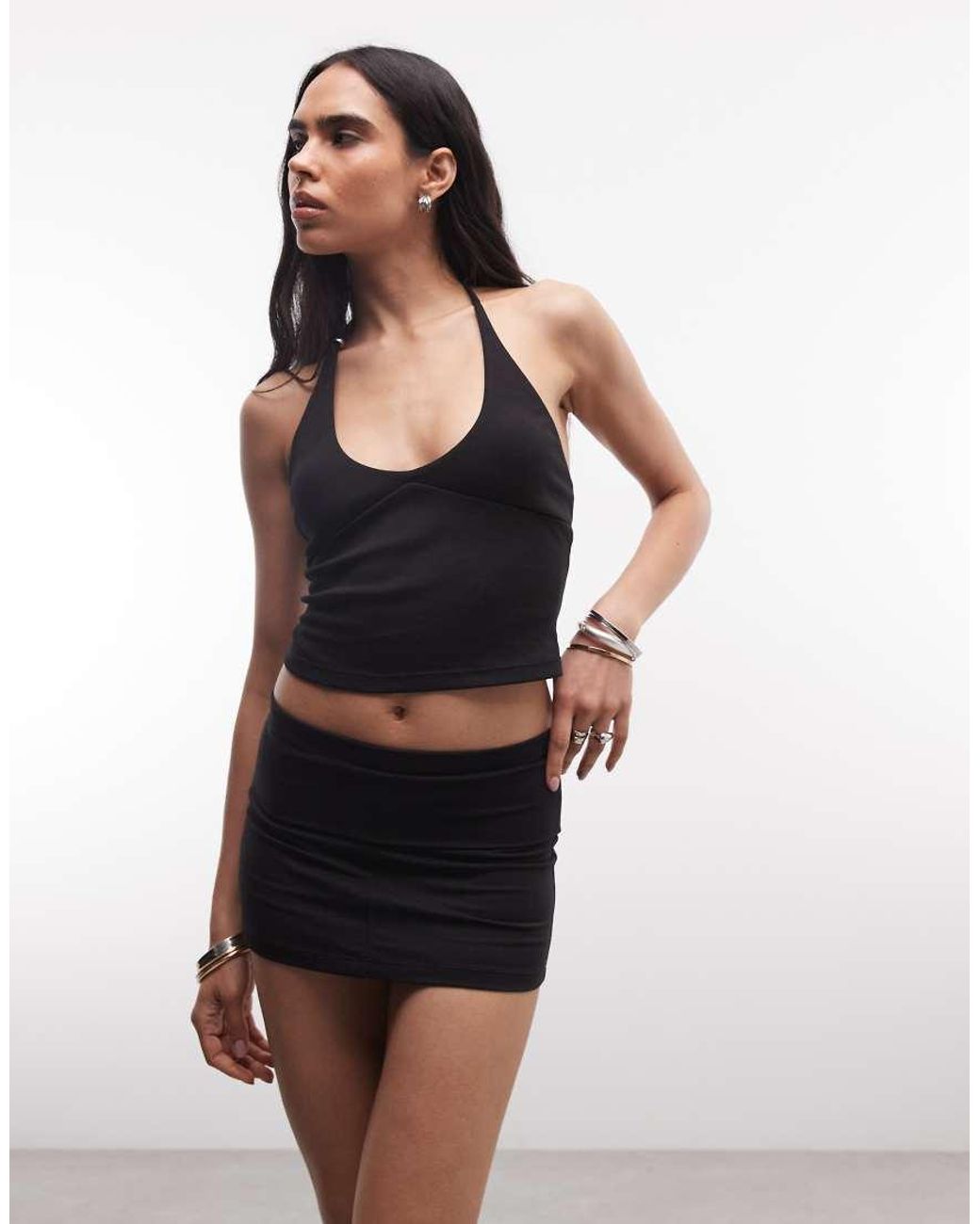 Frankie's Bikinis Black X Jennie Kim Foldover Waistband Micro Shorts
