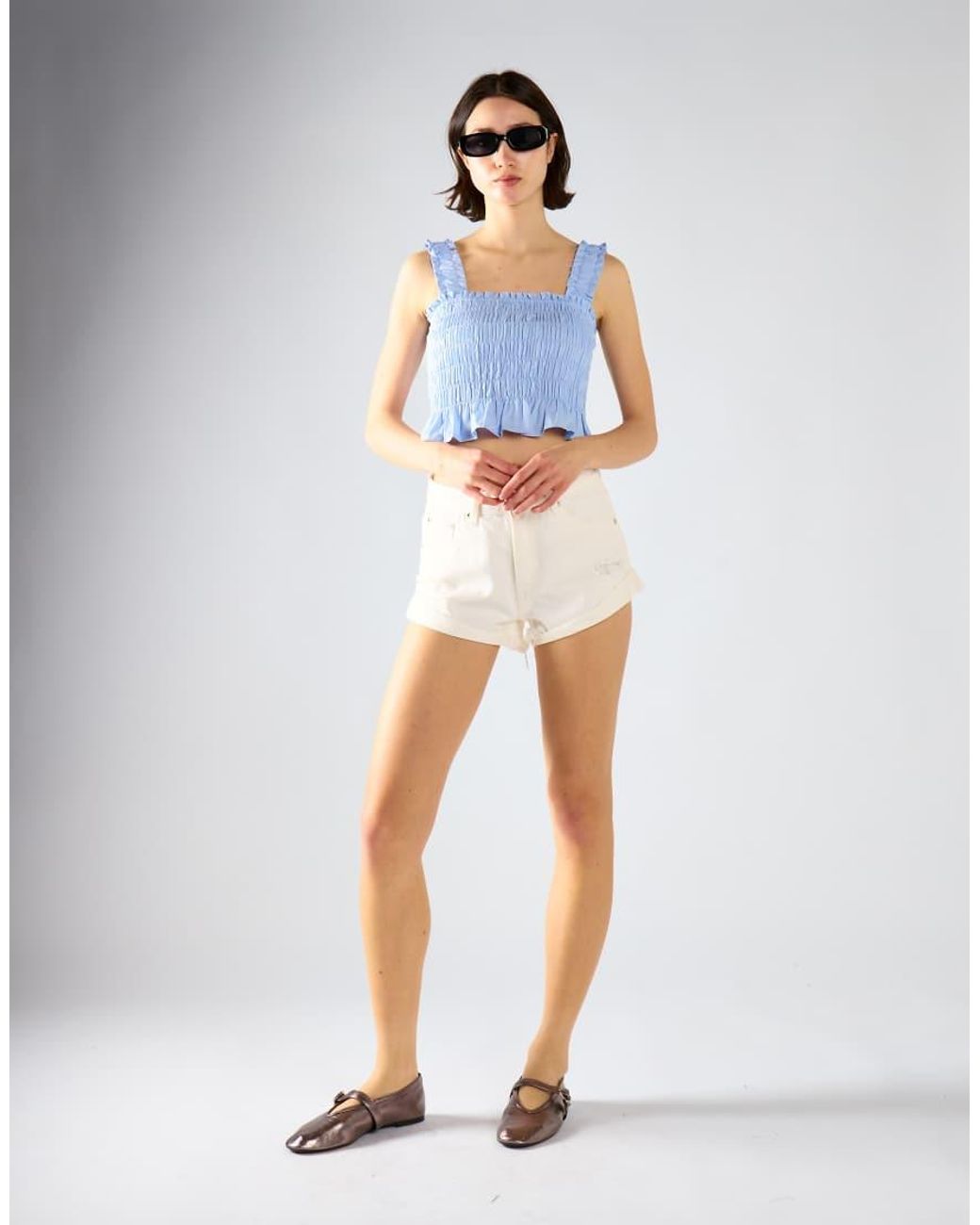 Glamorous Blue Smocked Top