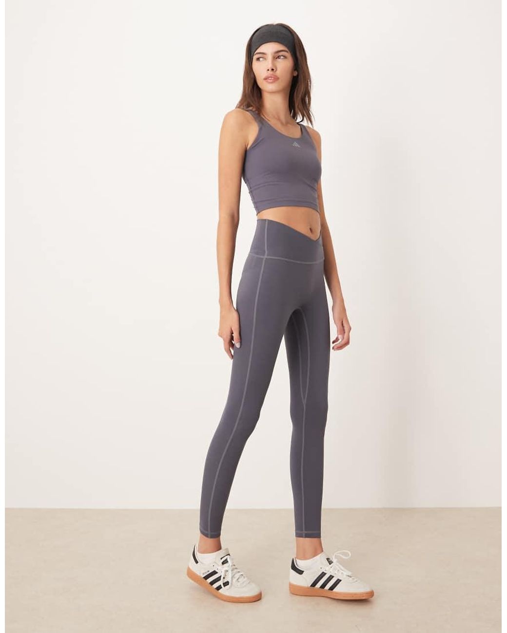 Adidas Originals Natural Three Stripes Studios Crossover Waistband leggings