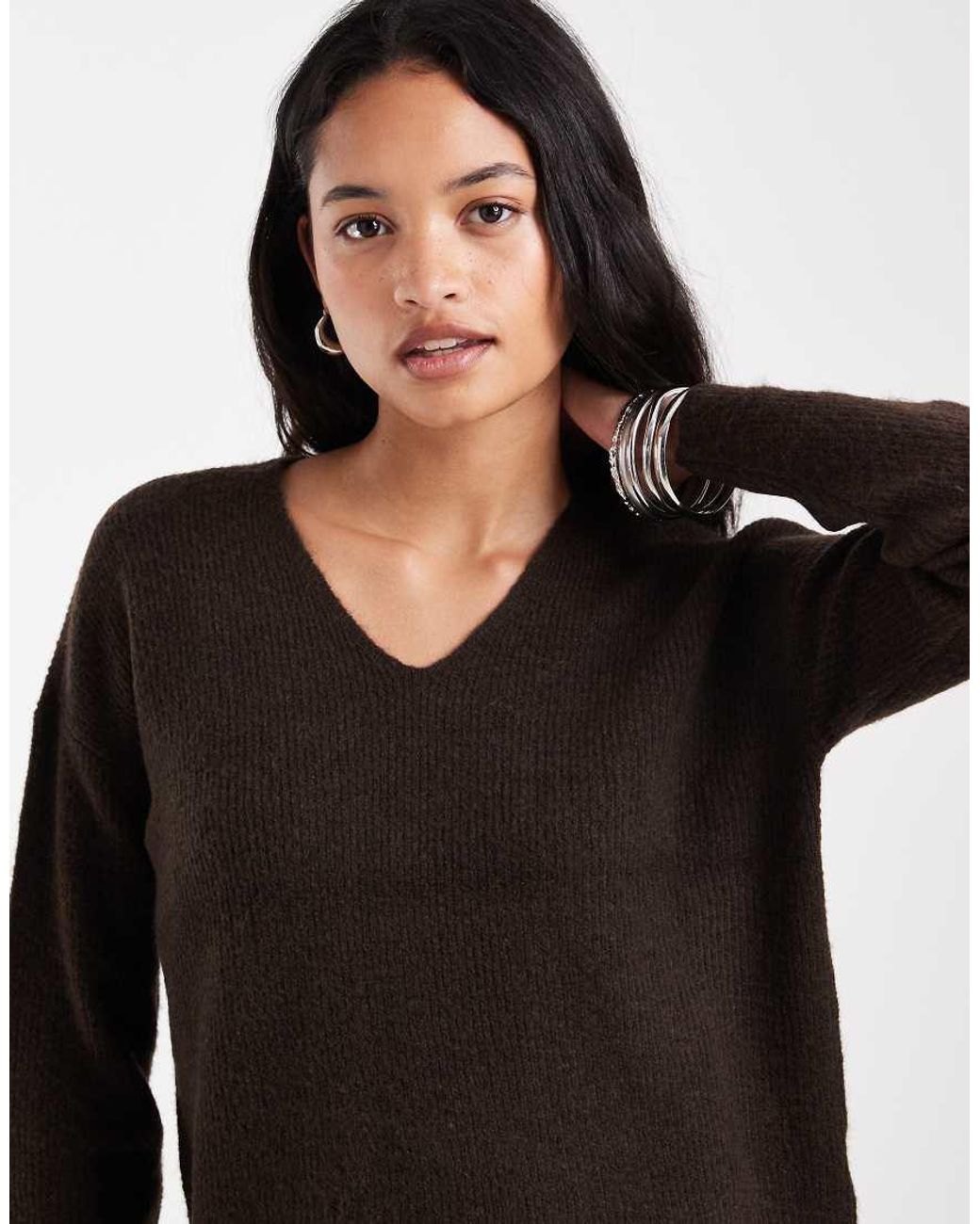 ONLY Black V Neck Slouchy Jumper