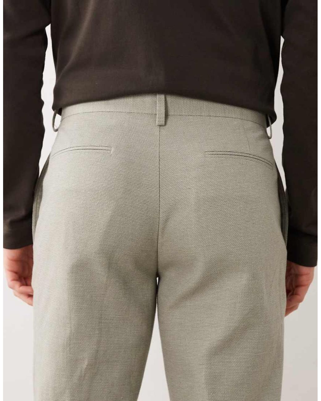 ASOS Green Linen Rich Slim Tailored Trousers for men
