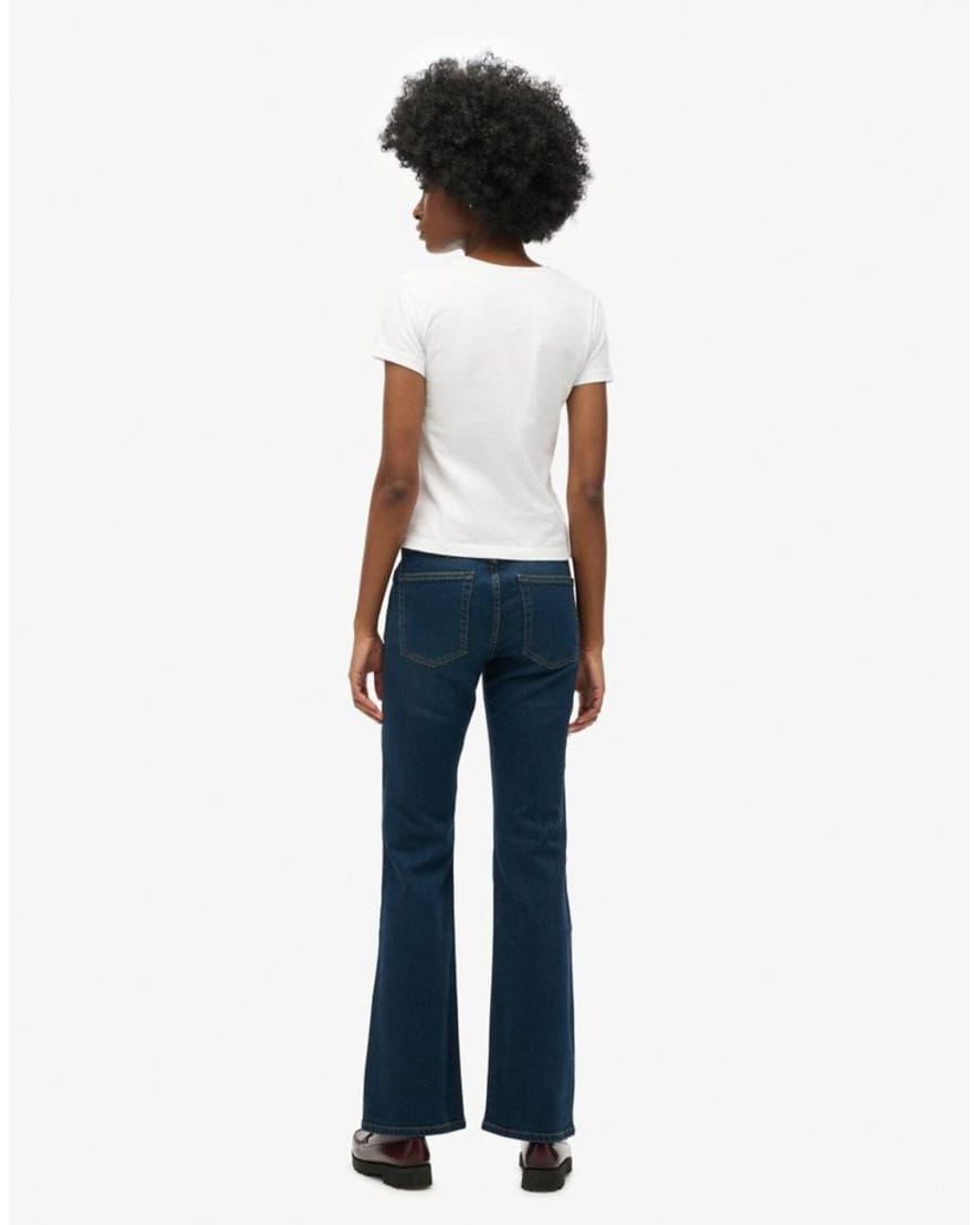 Superdry White Vintage Mid Rise Slim Flare Jeans