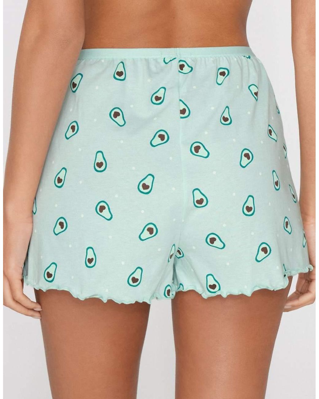Tezenis Blue Printed Cotton Shorts With Rolled Hem