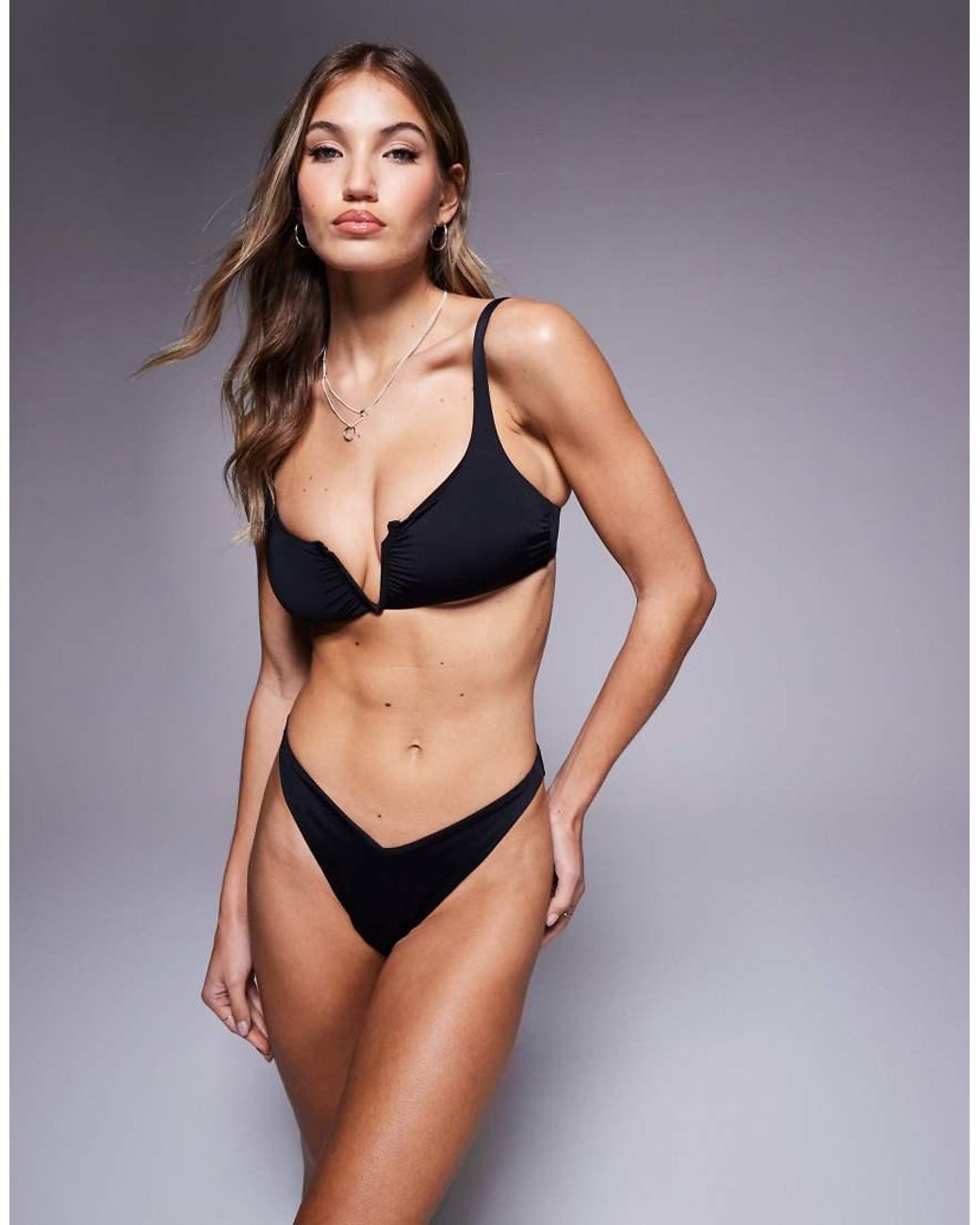 ASOS Brown Maya Mix And Match V Wire Crop Bikini Top