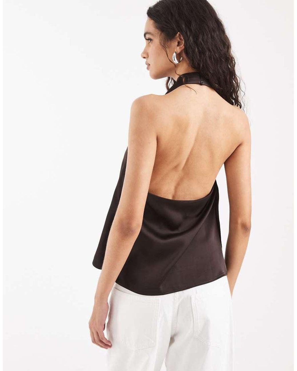 Vero Moda Black Satin Halterneck Top