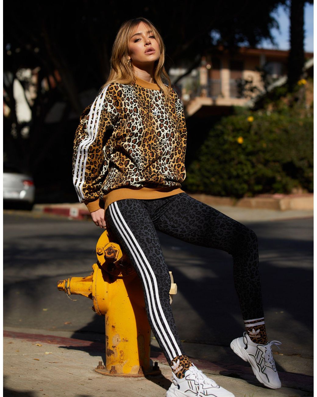 adidas Originals 'leopard Luxe' Oversized Sweatshirt in Brown | Lyst  Australia