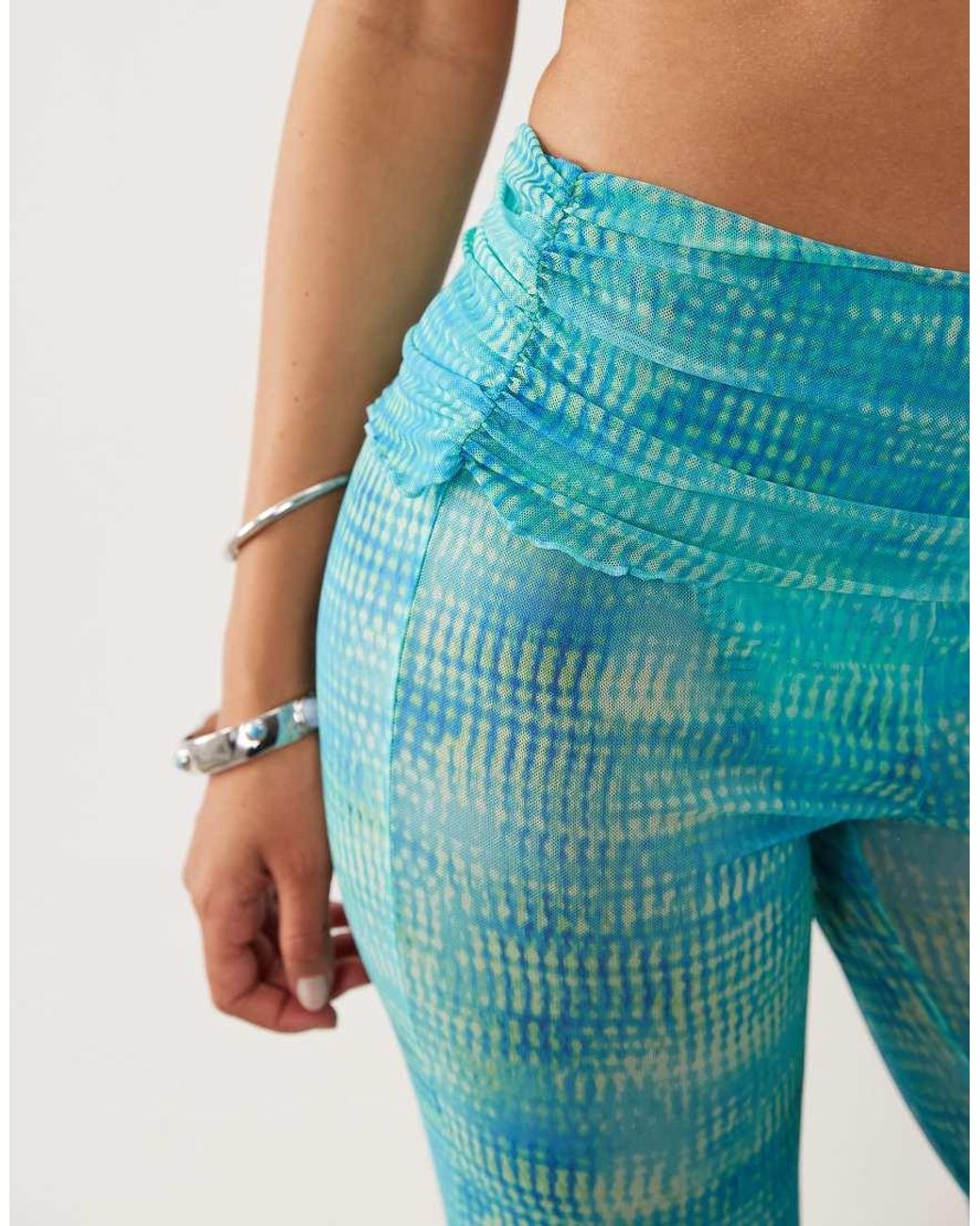 Kulani Kinis Green Summer Seas Mesh Flare Pants