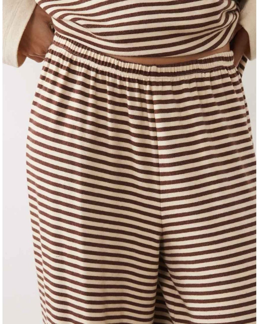 ASOS Brown Brushed Double Layer Long Sleeve Pyjama Set