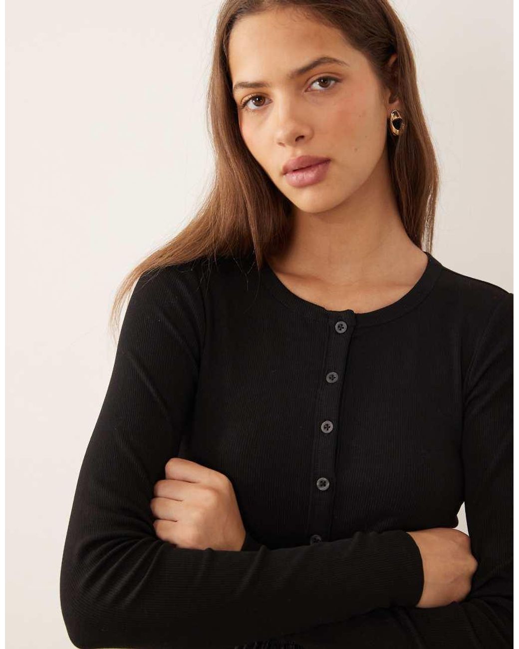 Threadbare Black Jersey Poplin Mix Midi Dress With Button Through Top