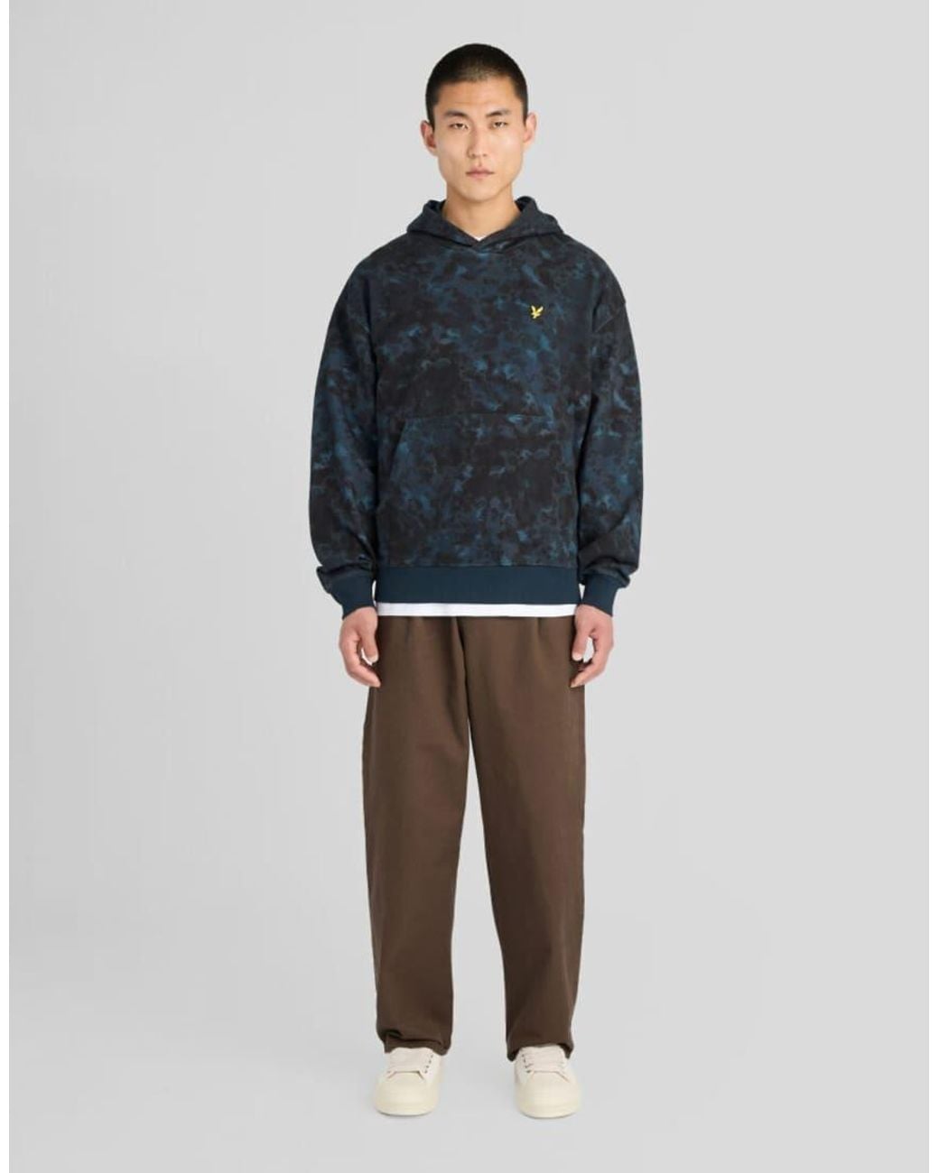 Lyle & Scott Blue Mid Layers Digital Animal Print Pullover Hoodie for men