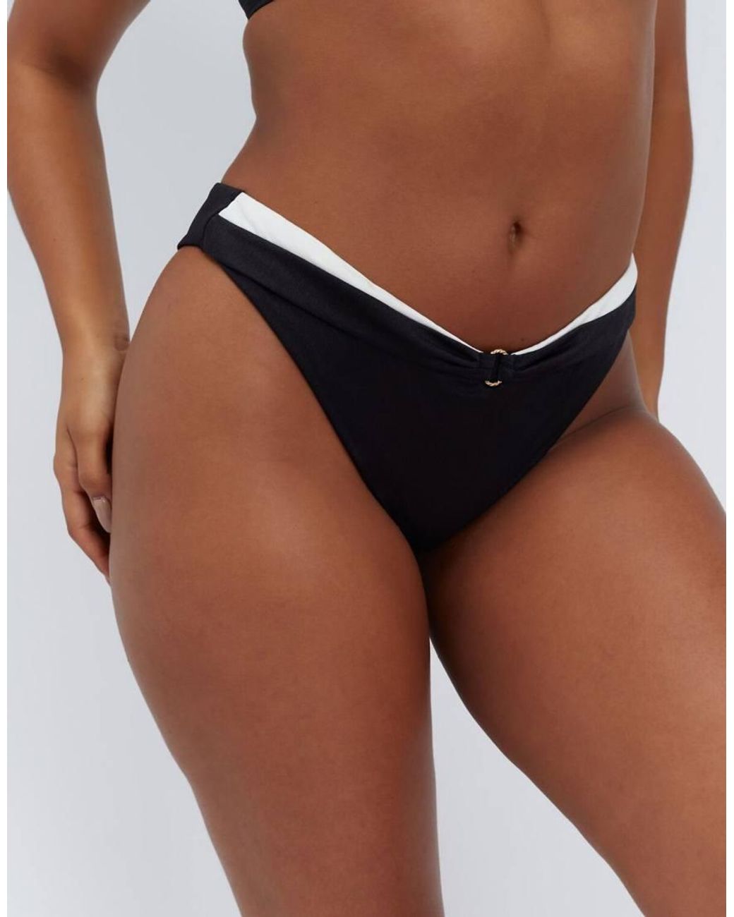 Boux Avenue Black Agadir Cheeky Brazilian Bikini Bottoms Summer Swimwear