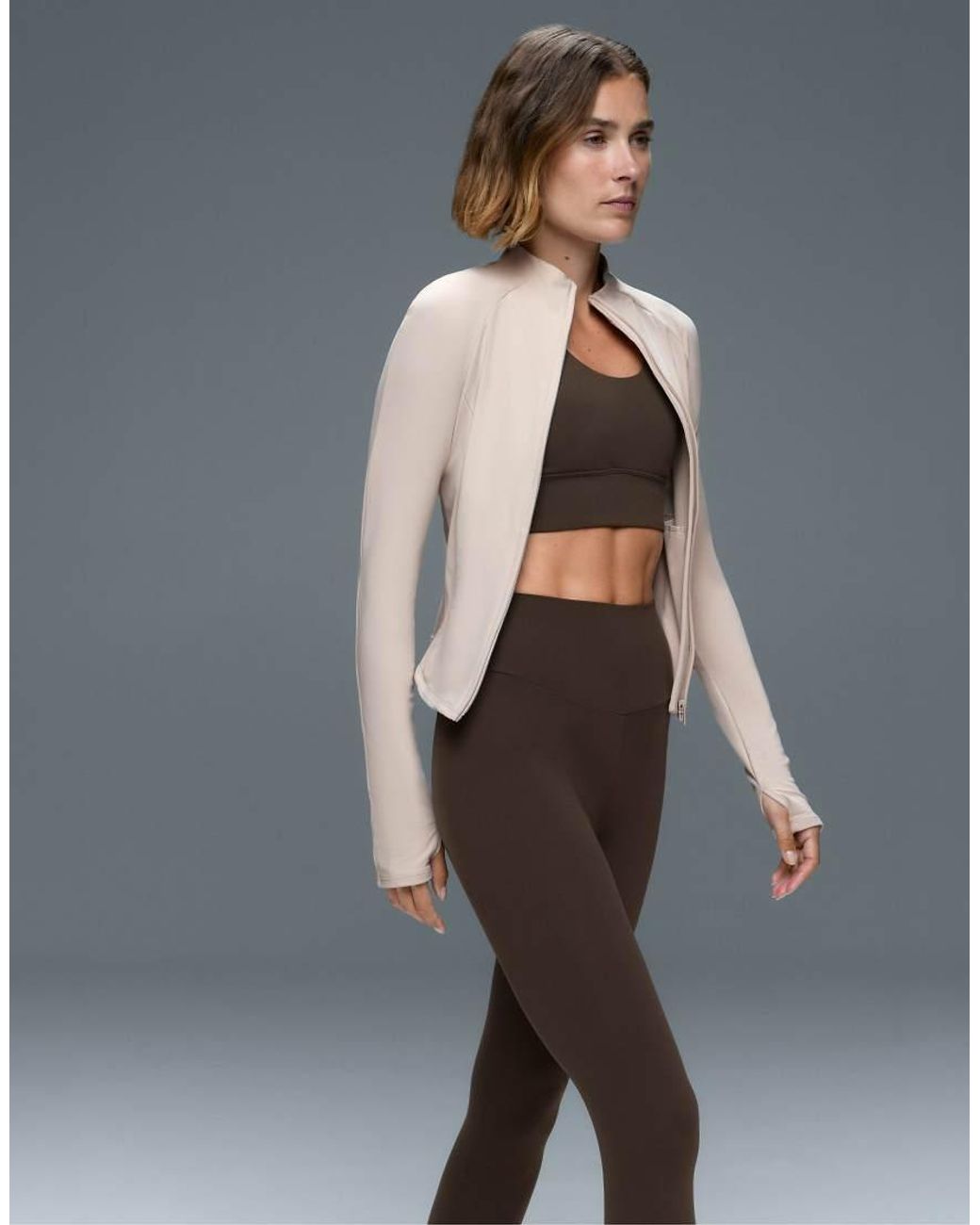 Oysho Gray Short Light Warm Technical Jacket