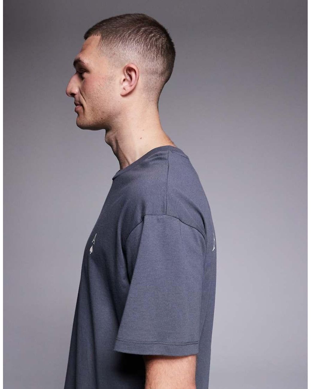 Jack & Jones Blue Oversized T-shirt With Ace Of Spades Back Print for men
