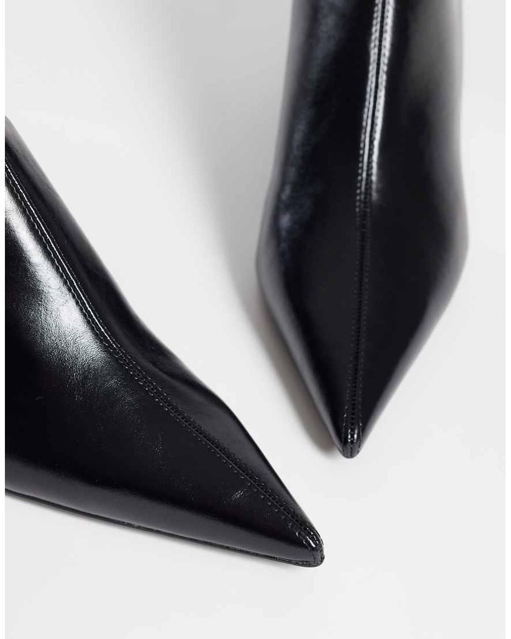 Mango Black Faux Leather Kitten Heeled Ankle Boot