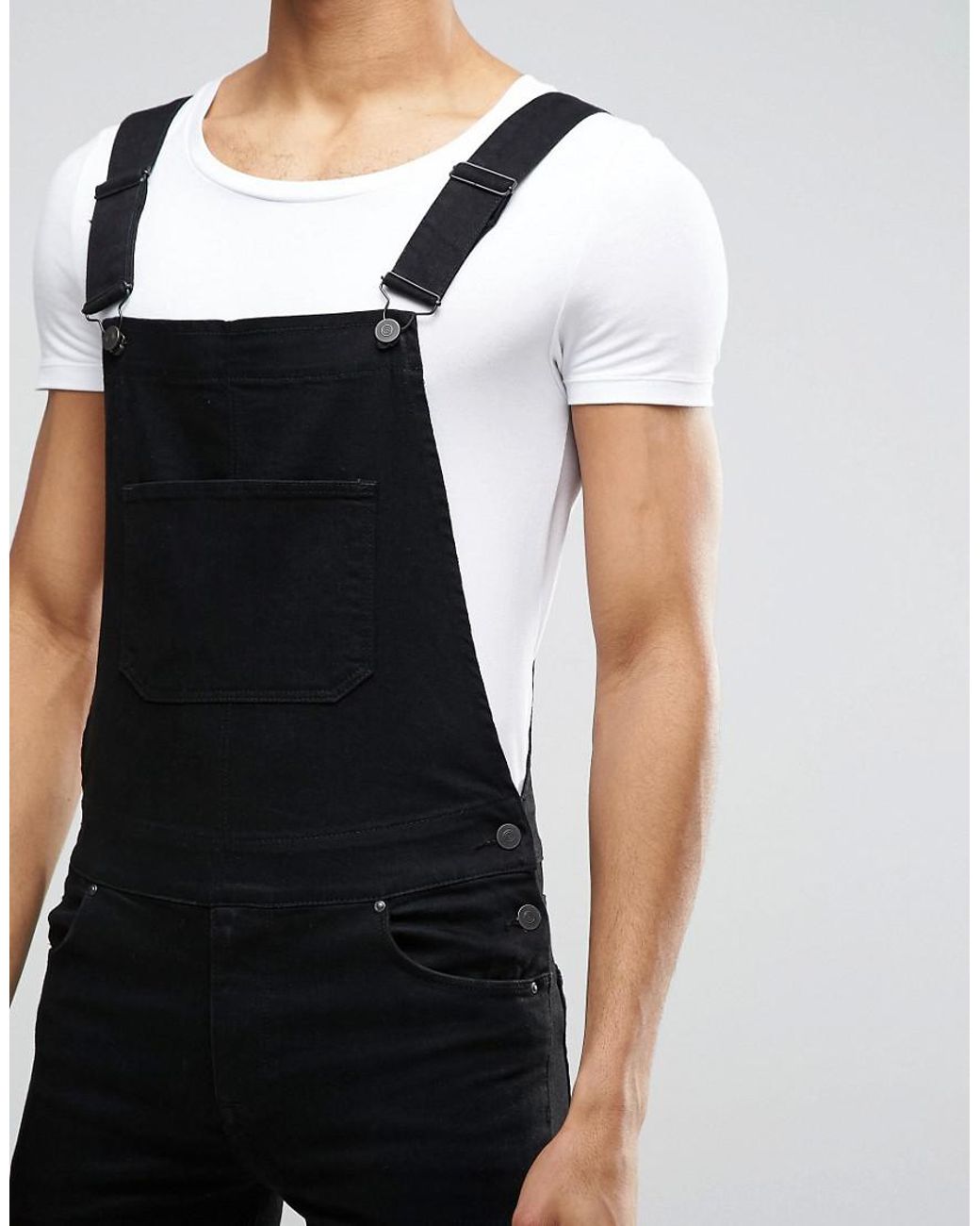 ASOS Skinny Denim Overalls In Black for Men | Lyst