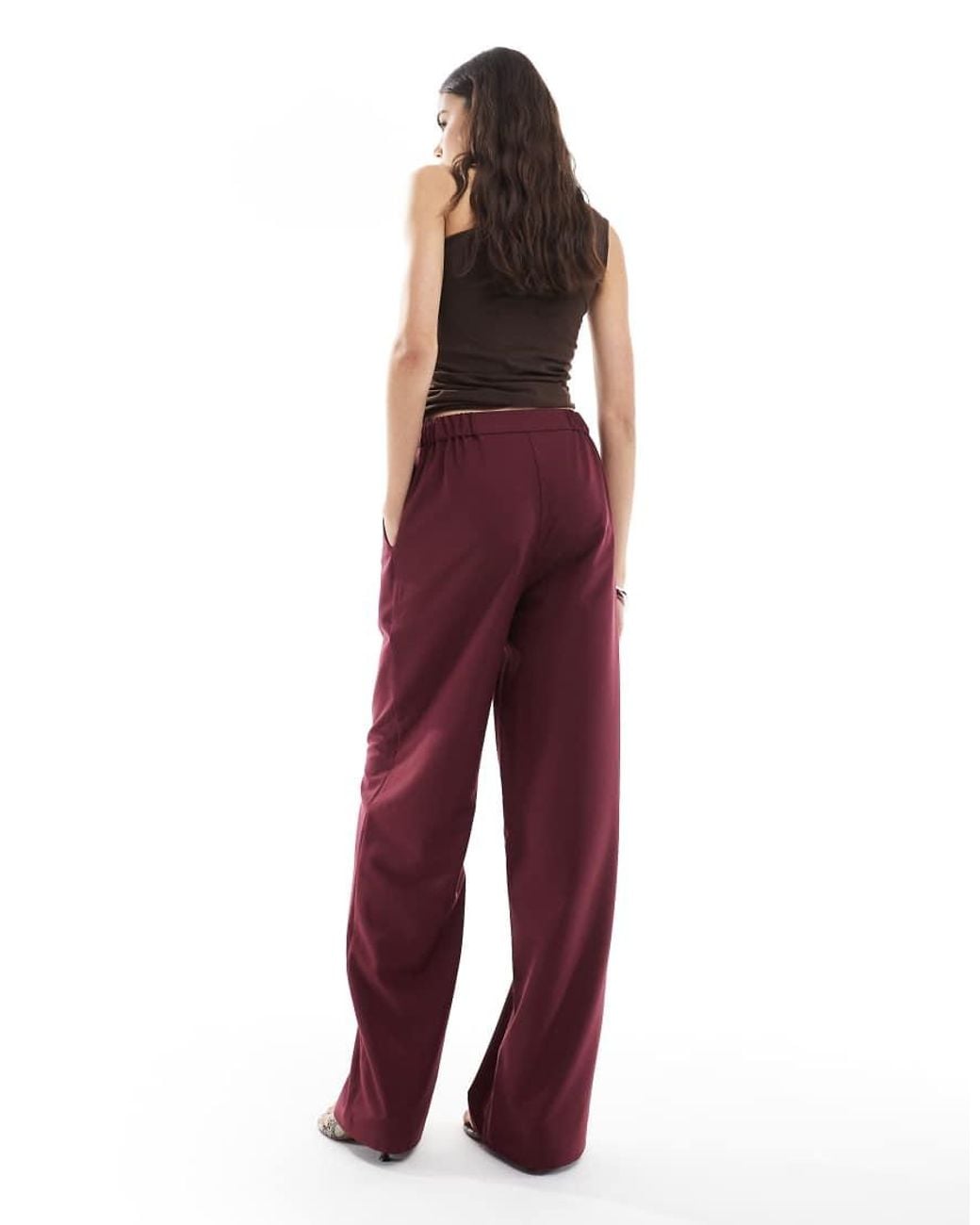 ASOS Red Tall Tailo Relaxed Straight Leg Trousers