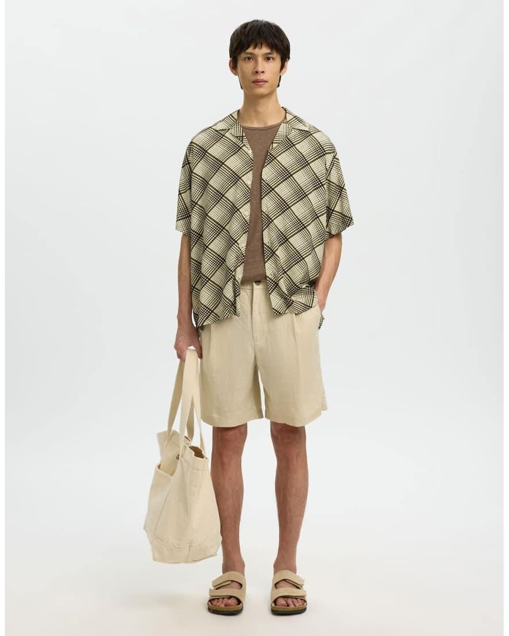 T-Shirt Color Gocce Di Cioccolato di SELECTED in Brown da Uomo