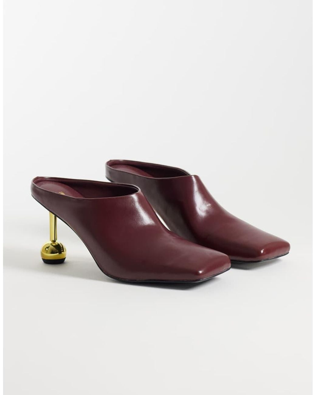 JW PEI Brown Sofia Square Toe Heeled Mules