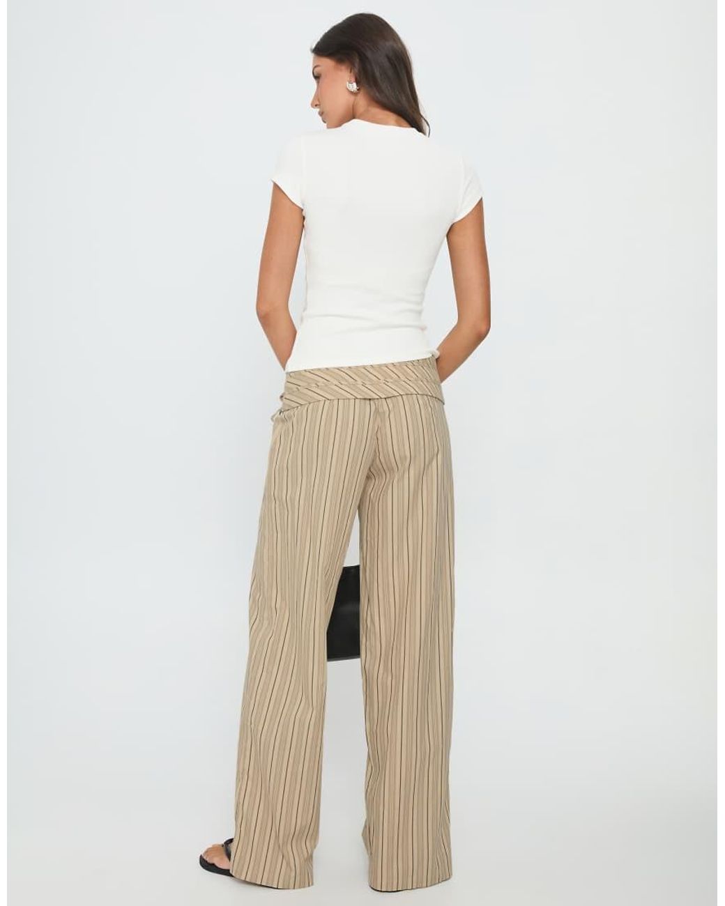 Princess Polly Natural Seneca Cotton Wrap Tie Waist Detail Wide Leg Trousers