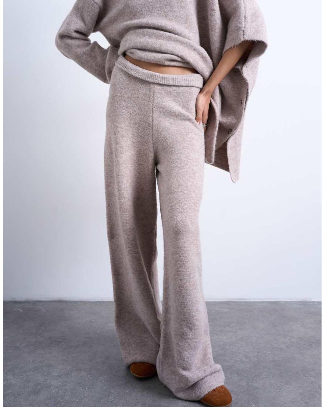 TOPSHOP White Knitted Co-Ord Trouser