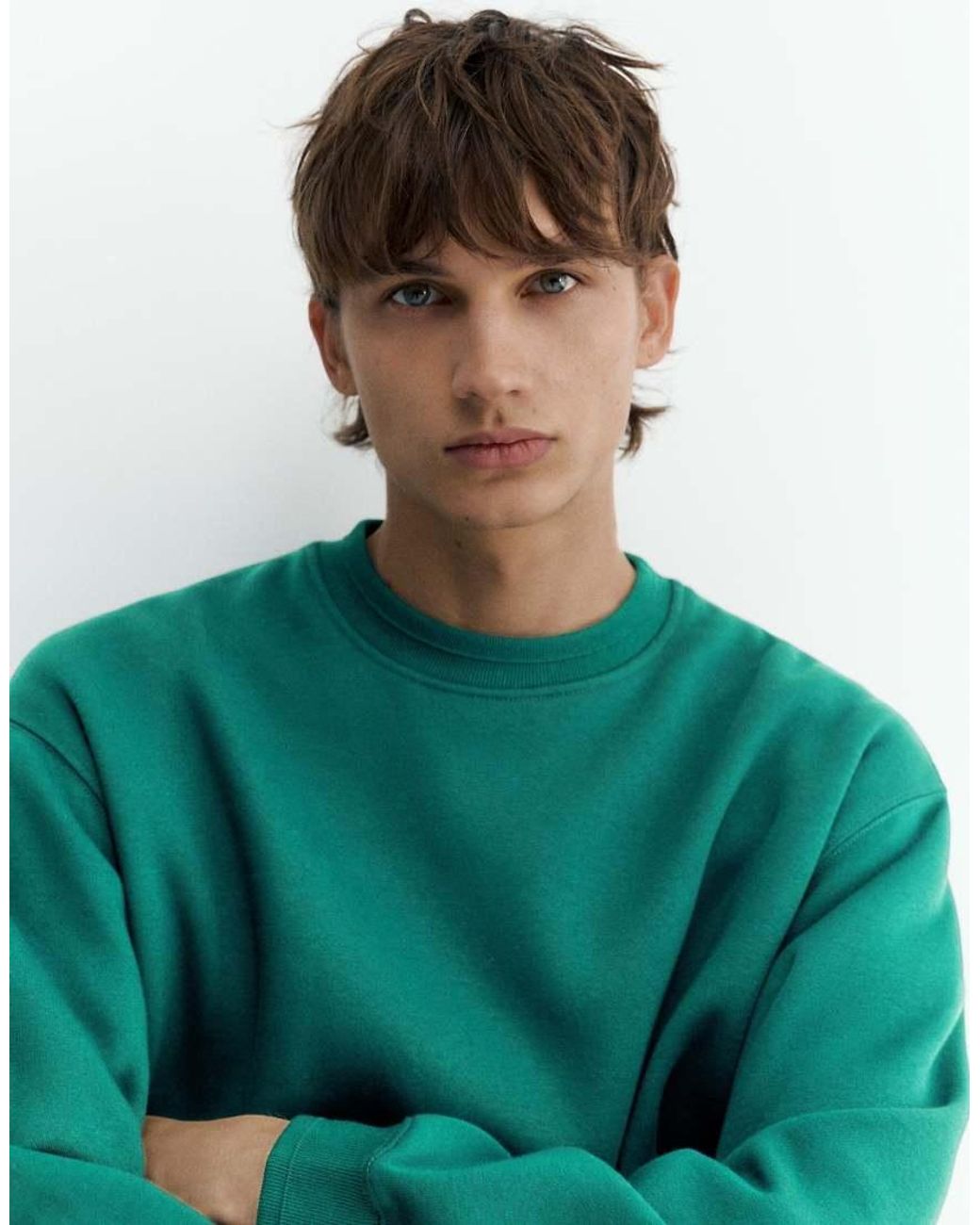 Pull&Bear Green Relaxed Fit Sweatshirt for men