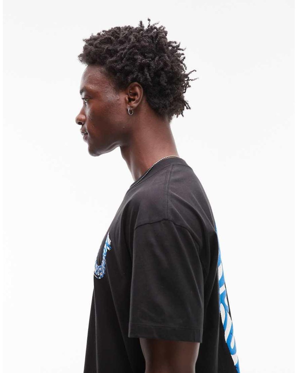 True Religion Black Painted Logo Back Oversized T-shirt for men