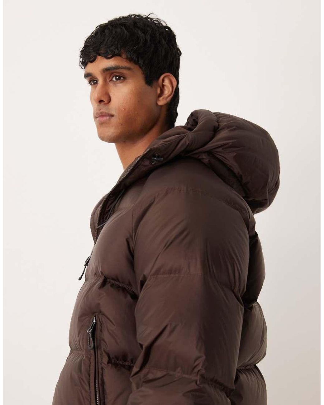 ARKET Brown Sporty Down Jacket With Hood for men