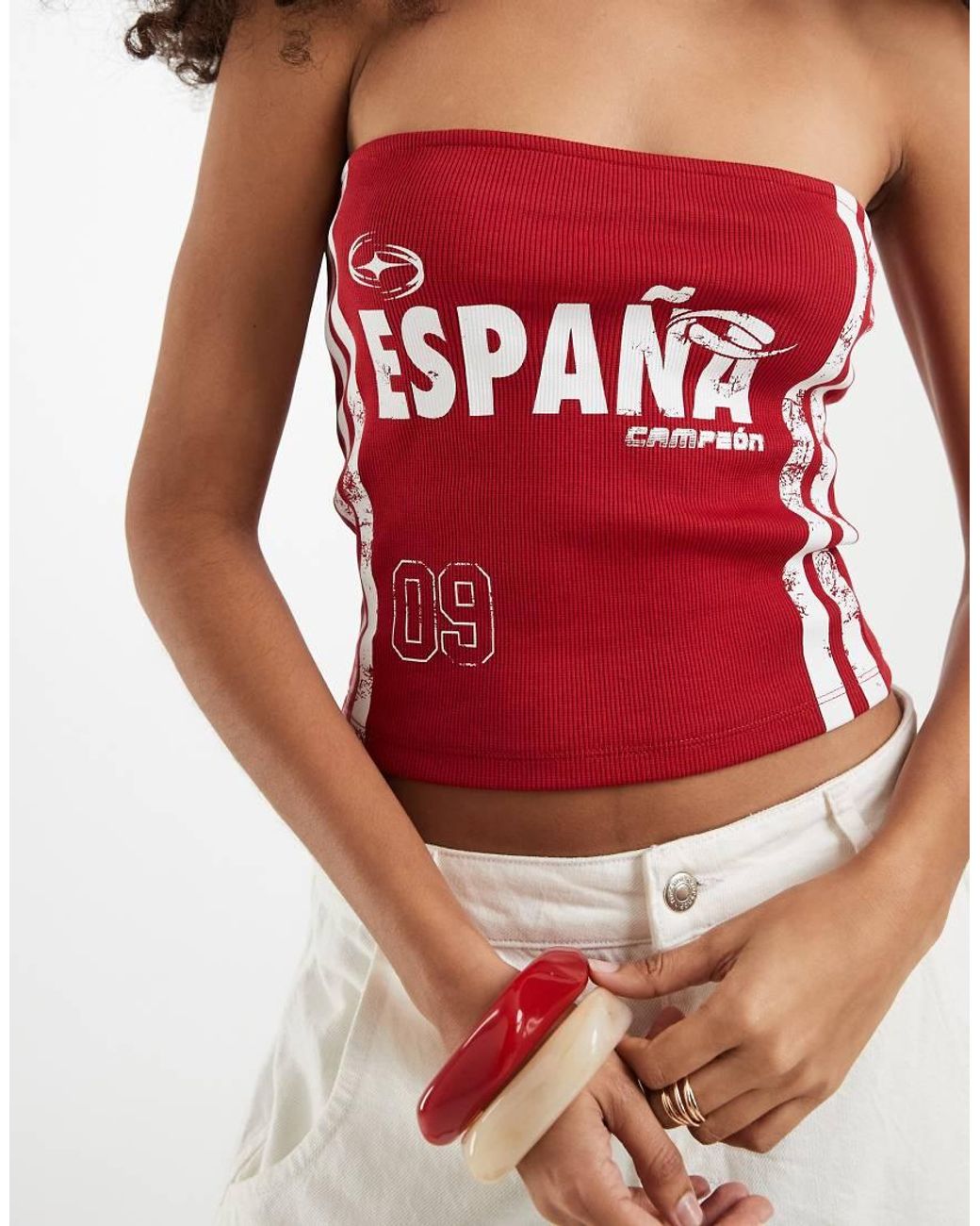 JJXX Red Spain Ribbed Bandeau