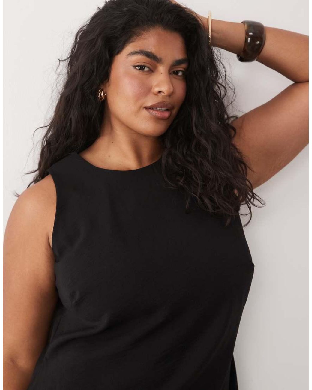 ASOS Black Asos Design Curve Racer Cupro Tuck Detail Maxi Dress