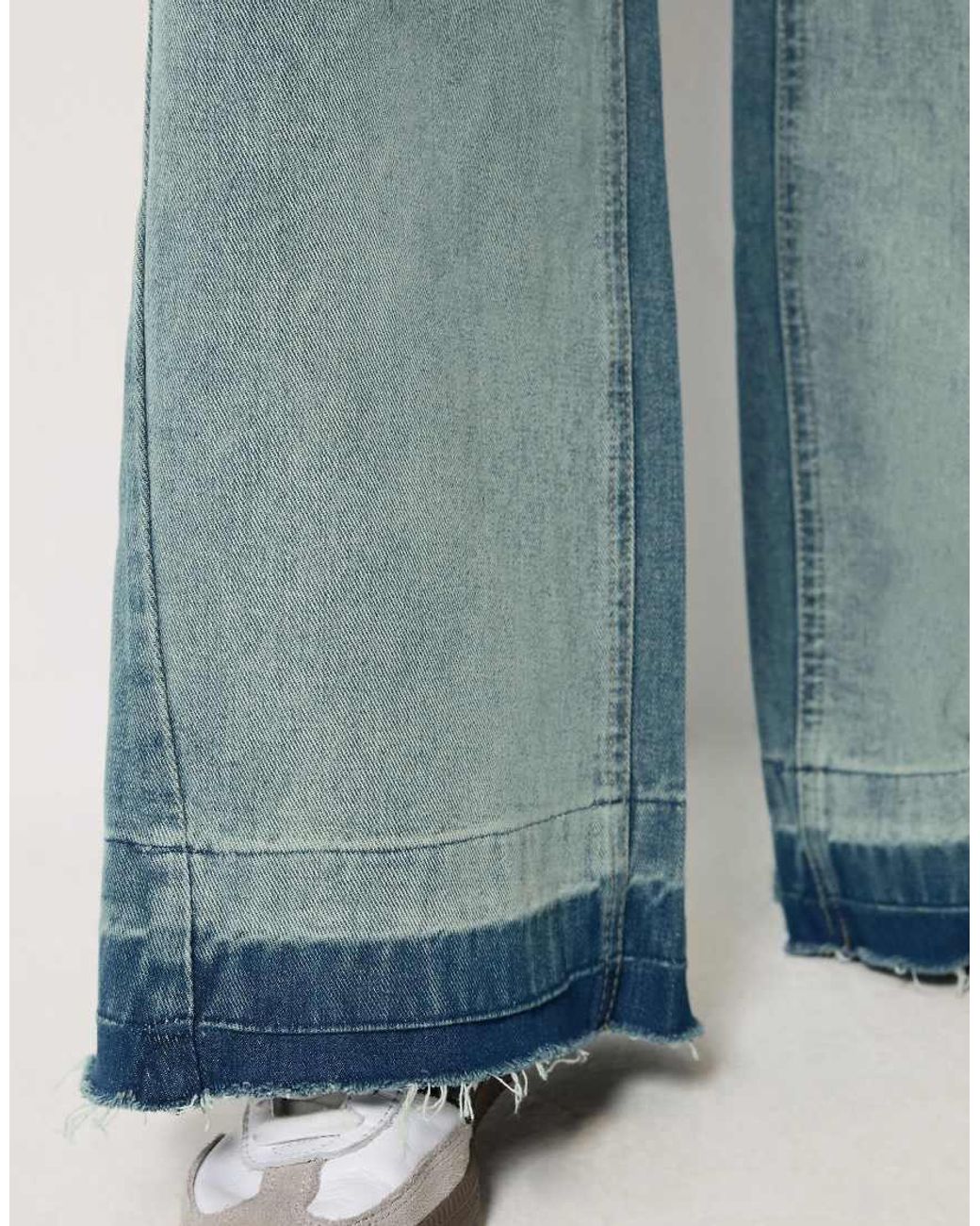 PixieGirl Blue Petite Frayed Wide Leg Jeans