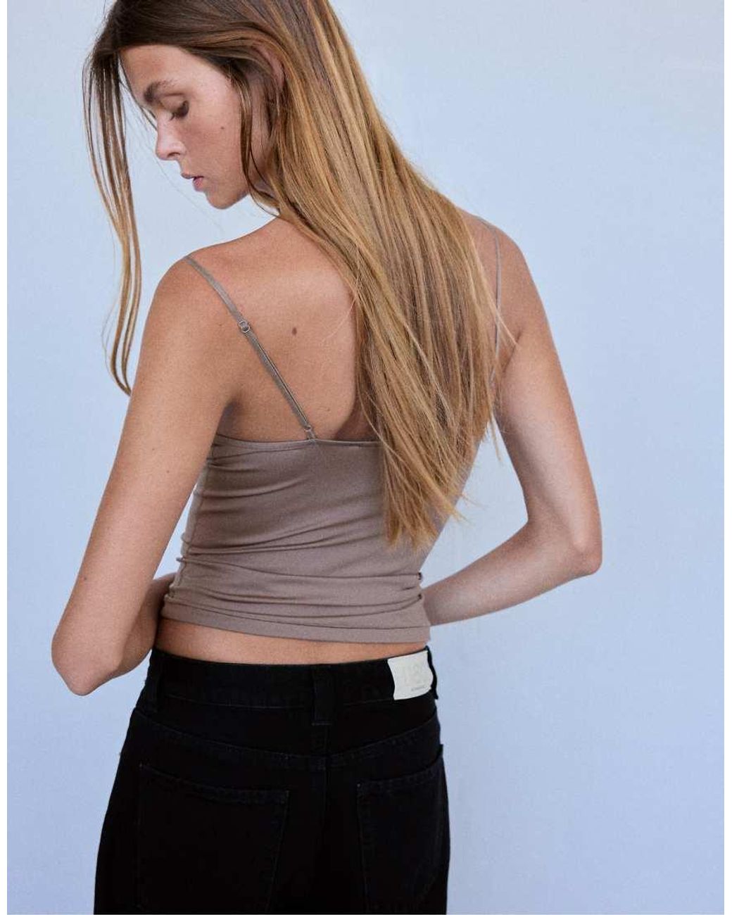 Stradivarius Gray Corsetry-Inspired Top