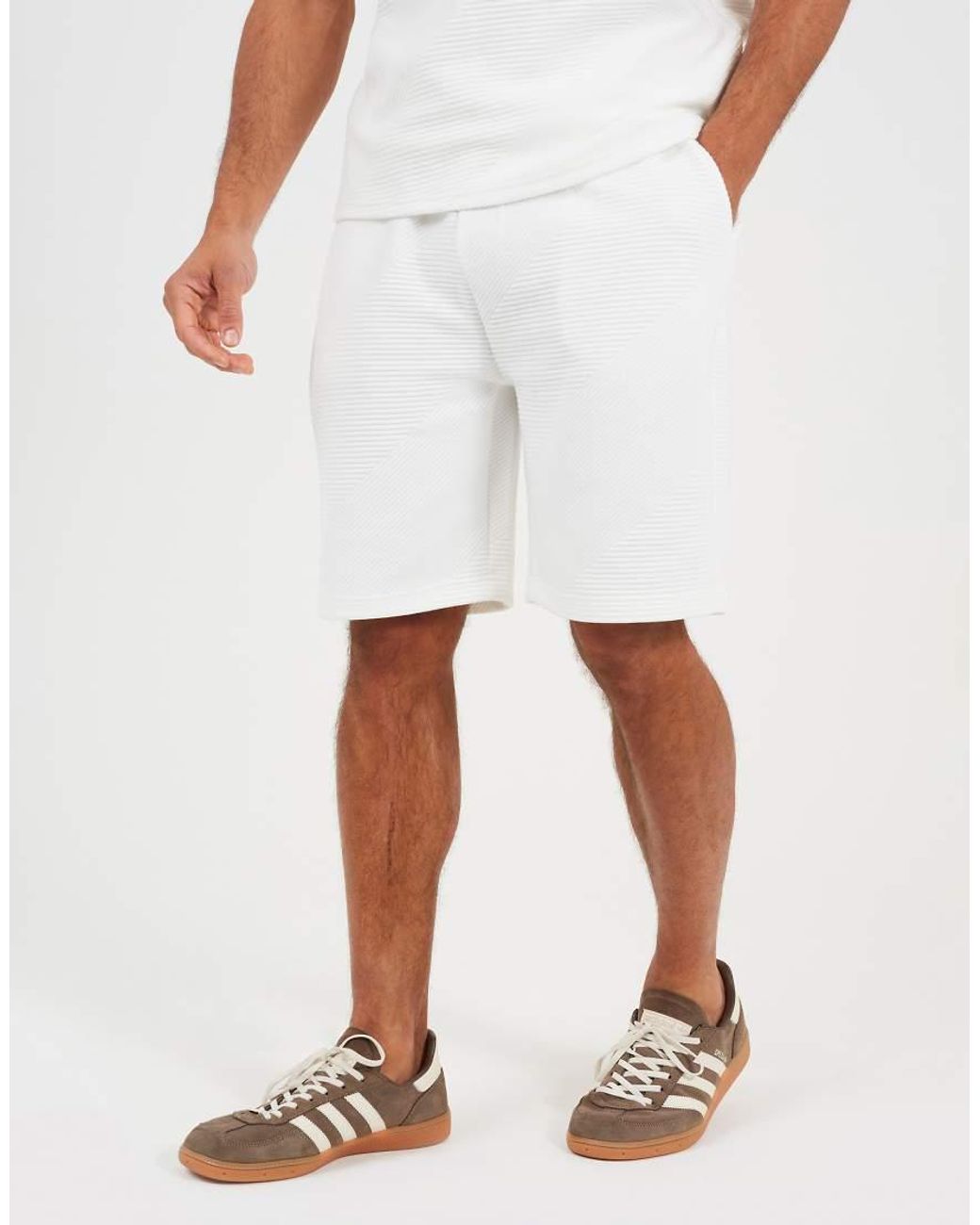 Brave Soul White Elasticated Waist Shorts for men