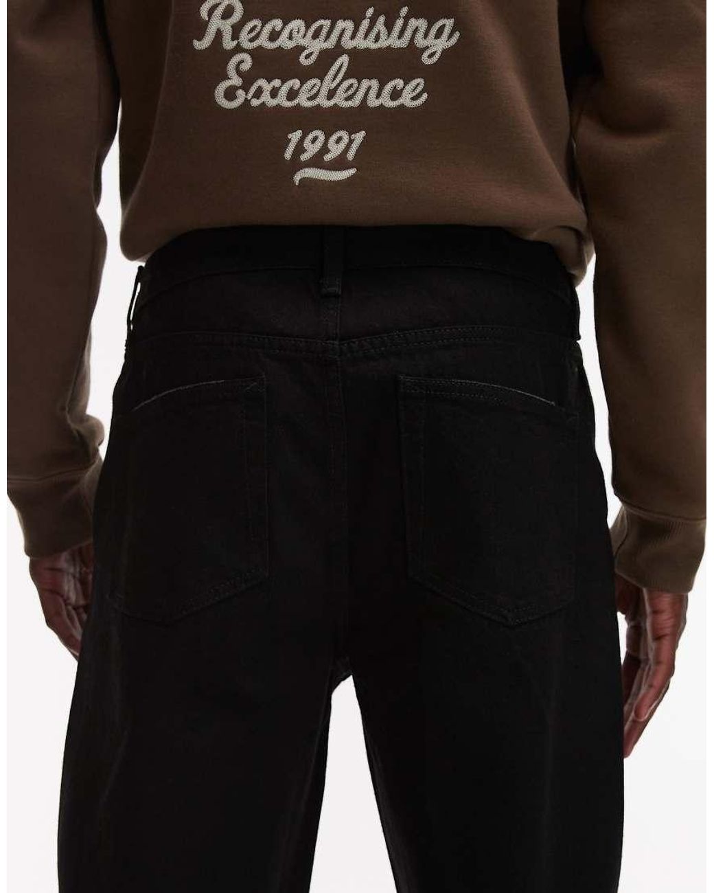 Topman Black Taper Jeans for men