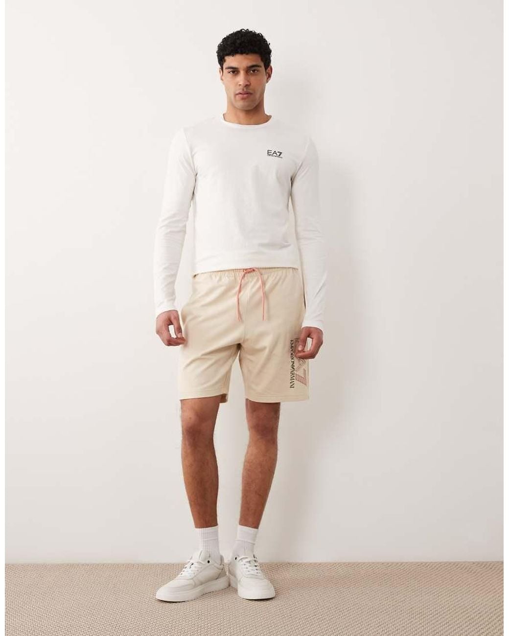 EA7 Natural Armani Logo Trackie Shorts for men