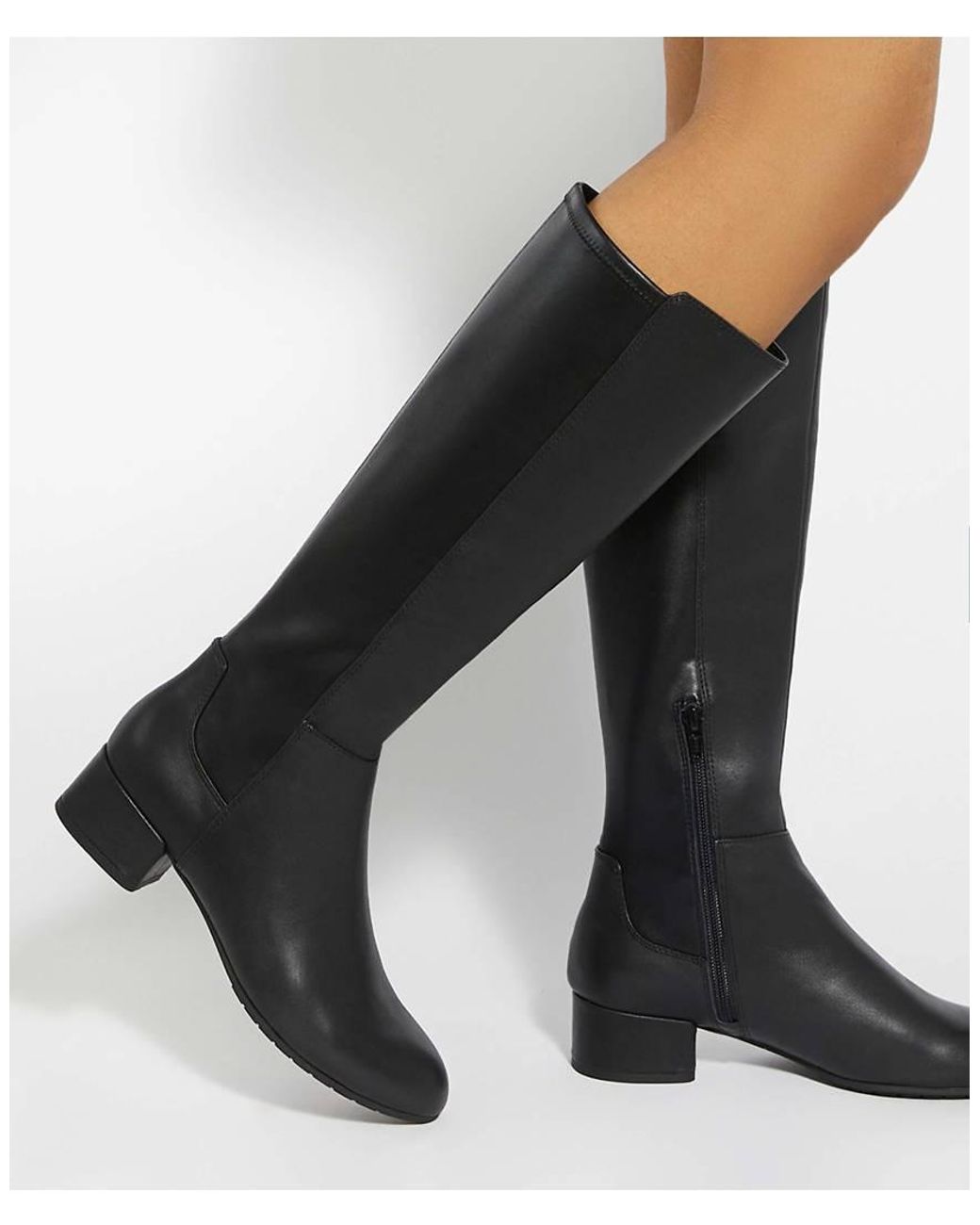 Dune Black Wide Fit Tayla Boot Shoe