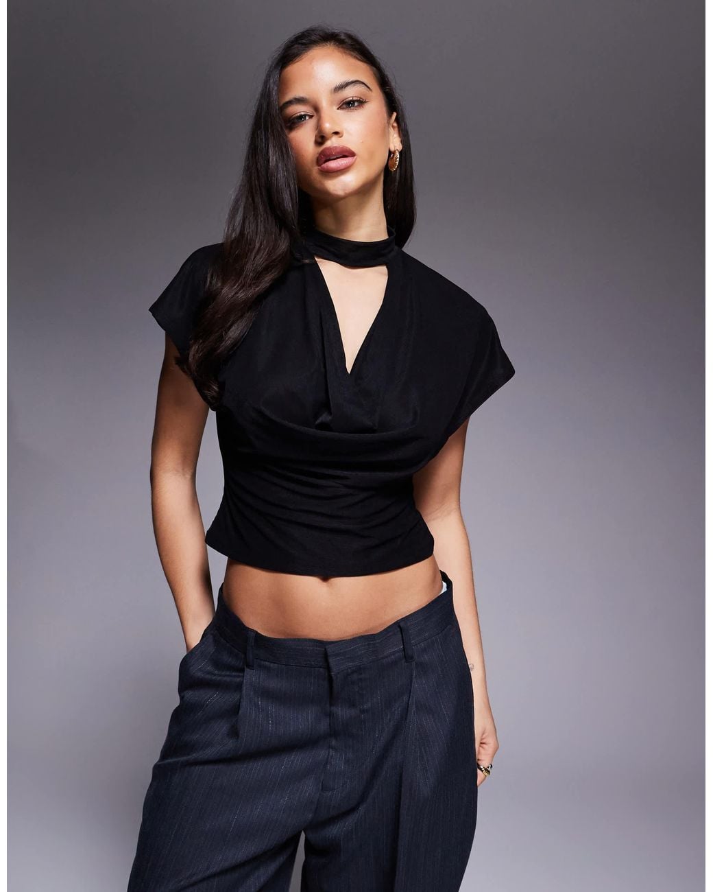 ASOS Blue Drape Cowl Top