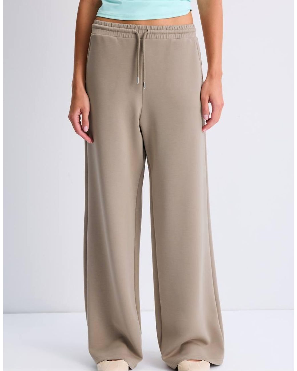 Stradivarius White Soft-touch Palazzo Trousers